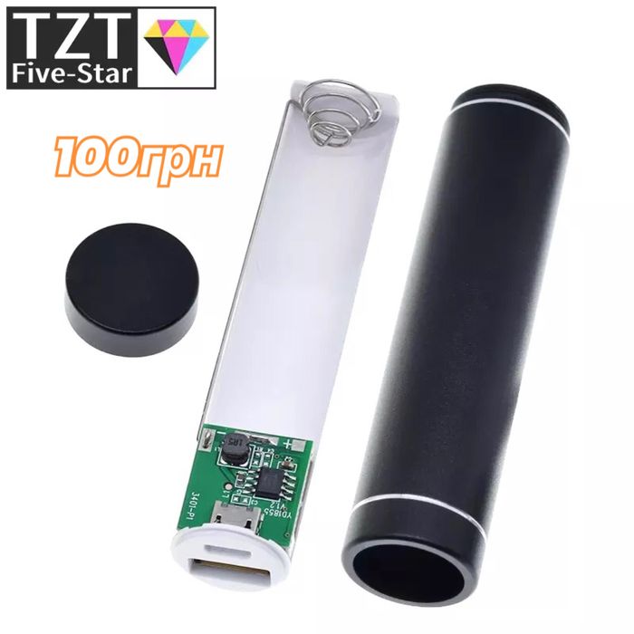 Корпус павербанк Power Bank на 2 акумулятори 18650 Чорний зарядка