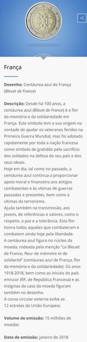 Moeda Comemorativa da Centáurea Azul de França