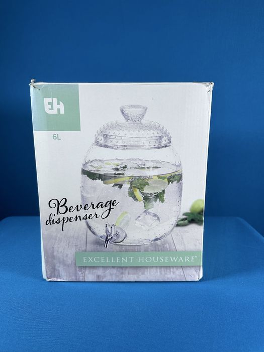 Диспенсер для напоїв 6л скляний з краном