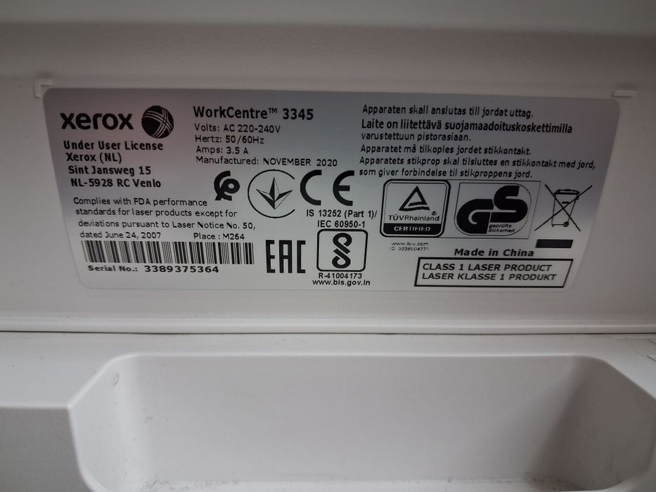 Urządzenie Wielofunkcyjne XEROX WorkCentre 3345 MFP DUPLEX LAN WLAN DA