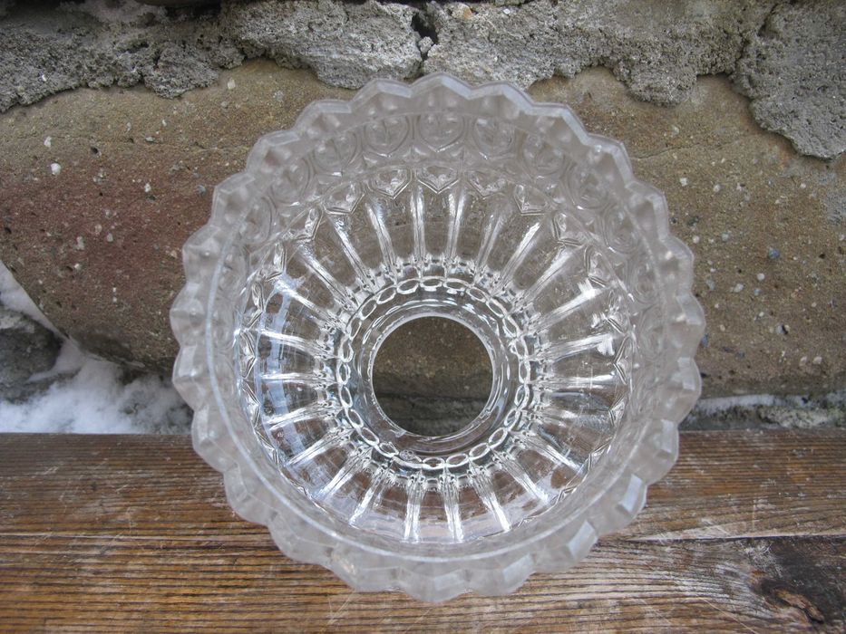 Stary szklany KRYSZTAŁOWY klosz_żyrandol_zwis_E 27