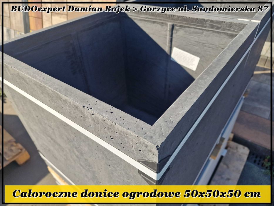 Całoroczne betonowe DONICE 50x50x50 do ogrodu > beton architektoniczny