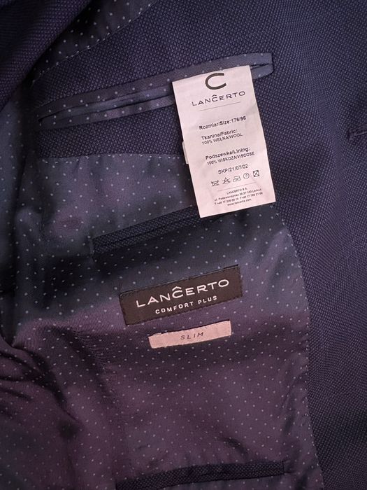 Garnitur Lancerto Slim 100% Wełna r. 176 (wesele, ślub, obrona) stan idealny