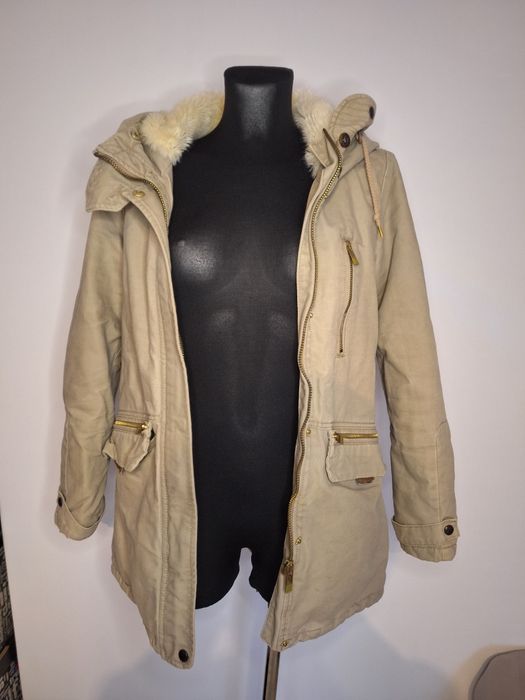 Gruba ciepła zimowa kurtka parka S