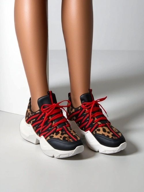 2 KOLORY 36 37 38 sneakersy 39 40 41 na platformie z printem panterka