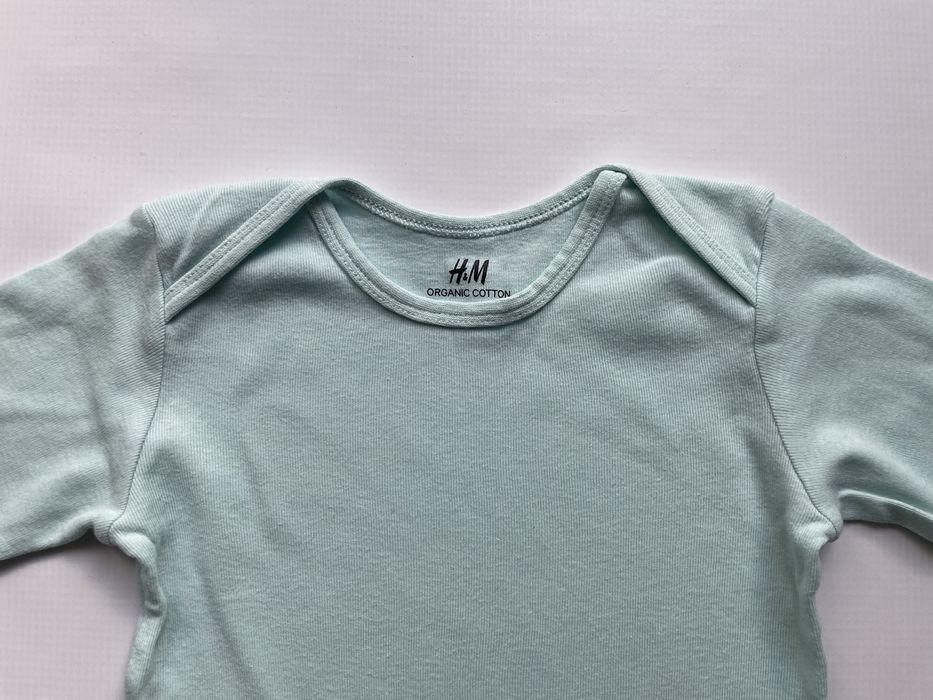 Body H&M Organic Cotton miętowe długi rękaw 98