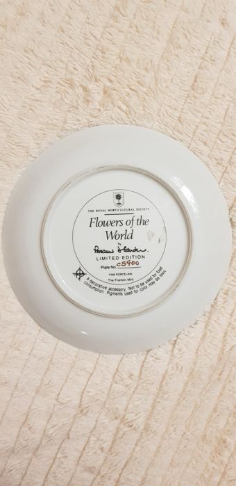 Talerz dekoracyjny antyk kwiaty Sanders porcelana