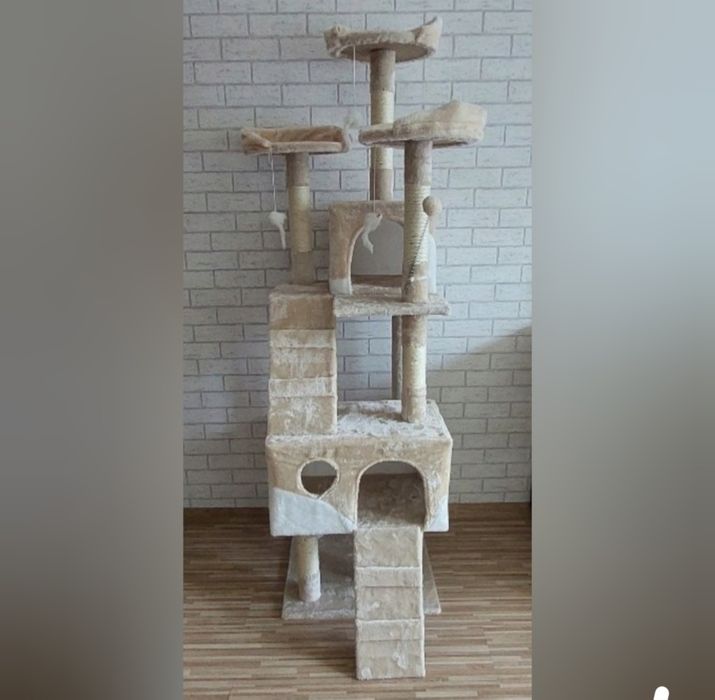 Drapak dla kota beżowy XXL wytrzymały stabilny elegancki legowisko