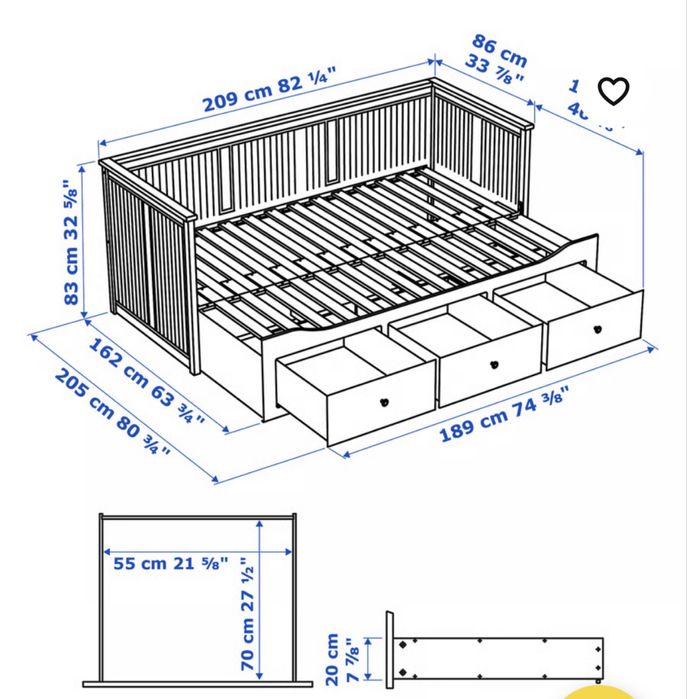 Cama/Sofá IKEA Hemnes + 2 colchões