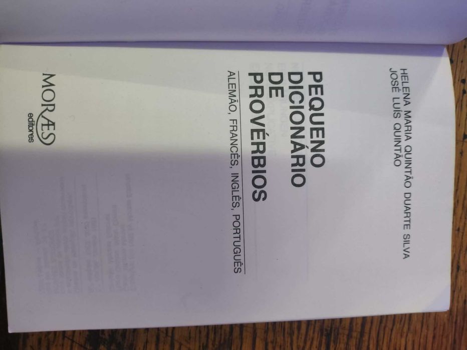 Pequeno Dicionário de Provérbios- Alemão, Francês, Inglês, Português editora Moraes