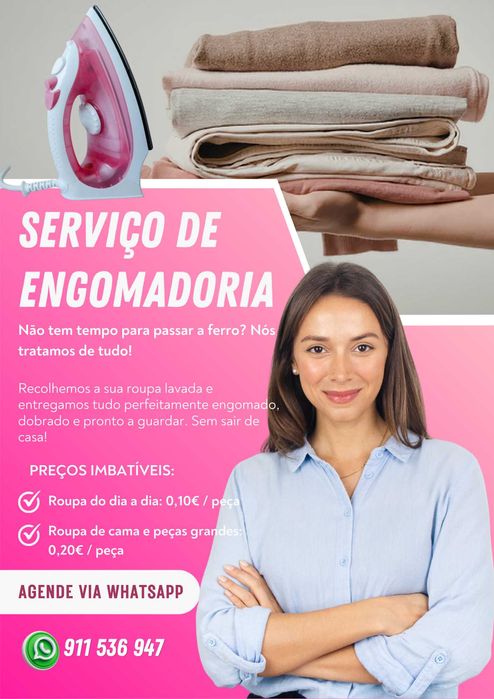 Serviço de Engomadoria - Porta a Porta Recolha e Entrega em sua Casa! (Almada & Lisboa)