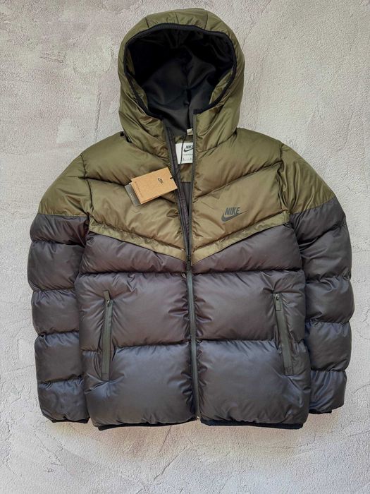 Пуховик NIKE STORM-FIT чорний-хакі / куртка зимова Найк