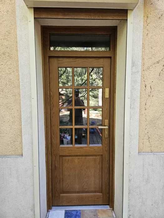 Drzwi drewniane zewnętrzne dębowe pomiar dostawa montaż dotacja