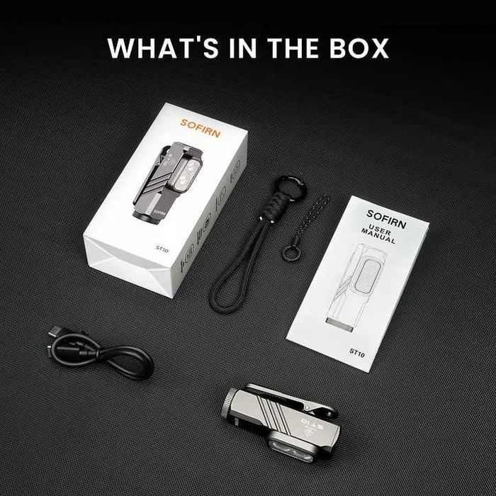 Latarka EDC mini SOFIRN ST10 1000lm, klips, magnes, akumulator USB-C