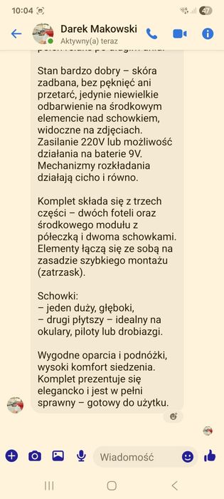 Komplet wypoczynkowy elektryczny