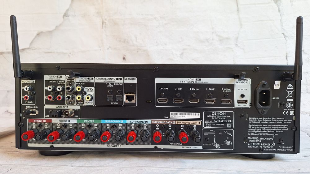 7.2 Denon AVR-X1600 Wi-Fi BT Heos 4K60p eARC DSD Spotify Atmos Vision