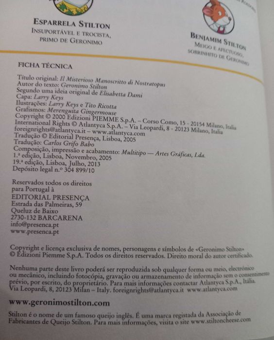 O Manuscrito Misterioso - Geronimo Stilton - portes incluídos