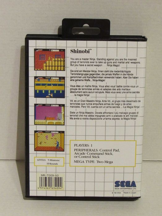 Jogo Sega Master System Shinobi