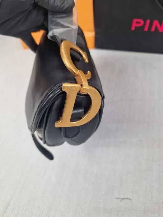 Torebka damska siodło Christian Dior czarna skórzana