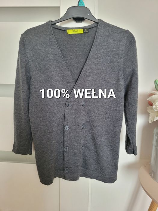 Dwurzedowy sweter wełniany kardigan marynarka xs topman premium
