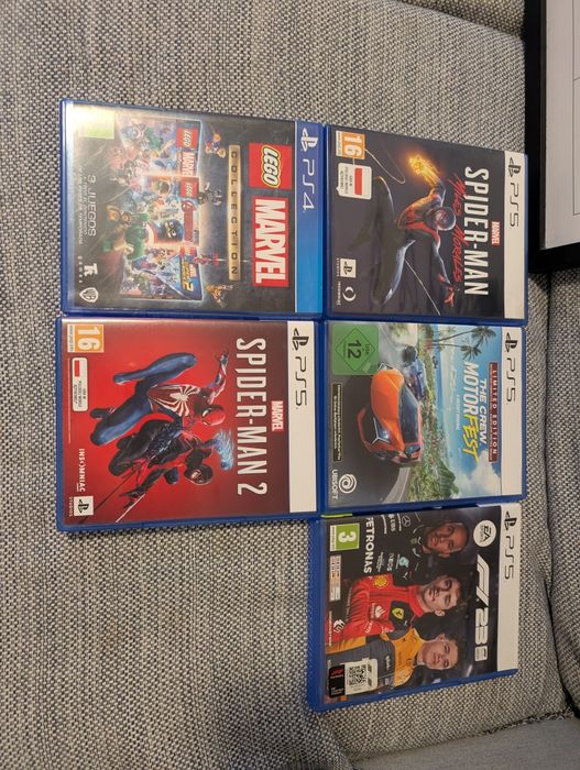 Plyty PS5 Spiderman, F1, The crew, LEGO
