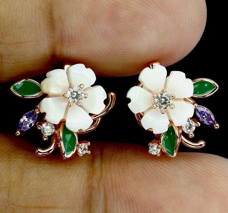 Серьги с перламутром и эмалью