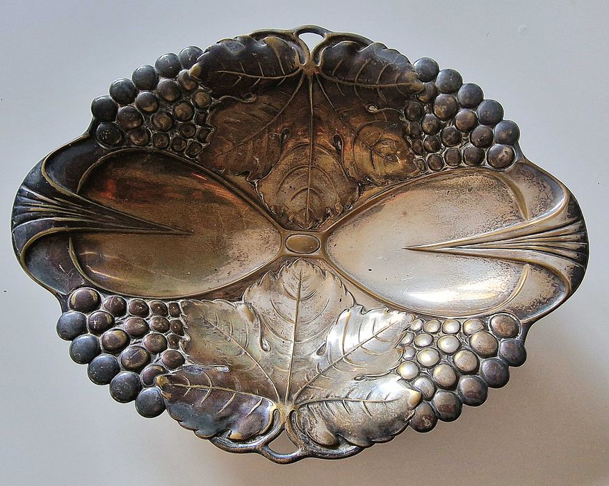 Przepiękna srebrzona patera na owoce Art Nouveau - Secesja