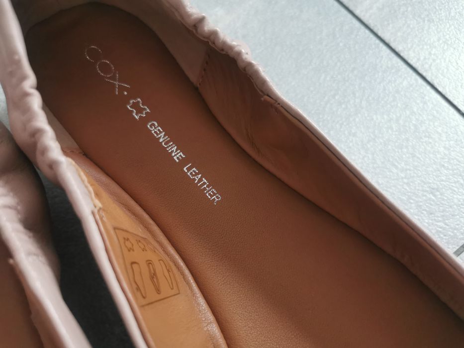 Nowe COX baleriny 38 37 balerinki pudrowy brudny róż nude skórzane but
