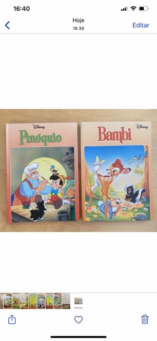 Livro c/movimento Pinóquio e Bambi
