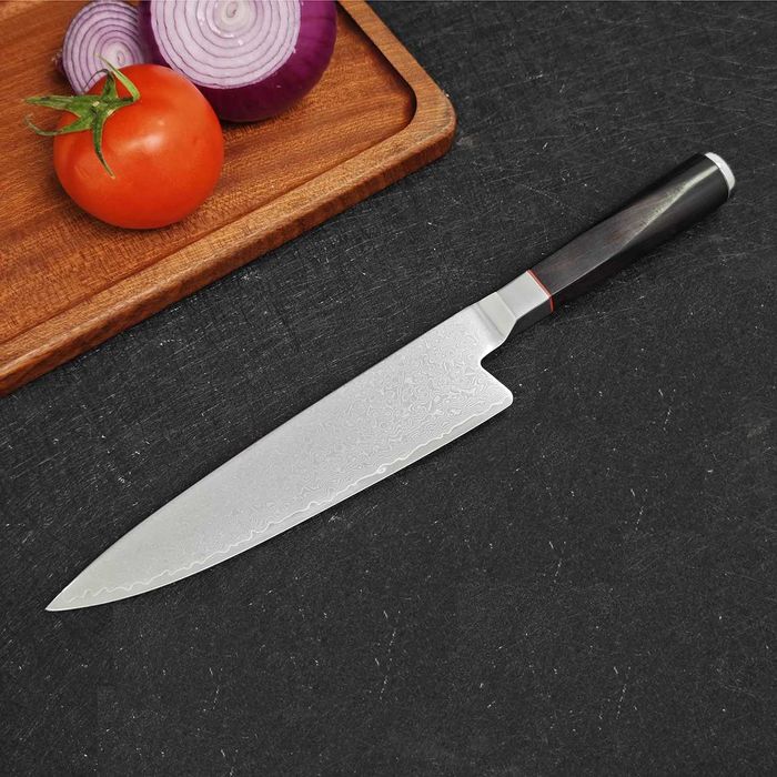 Японский поварский Шеф-нож _Гьюто  -34 см_Дамасская сталь VG10_АВТ