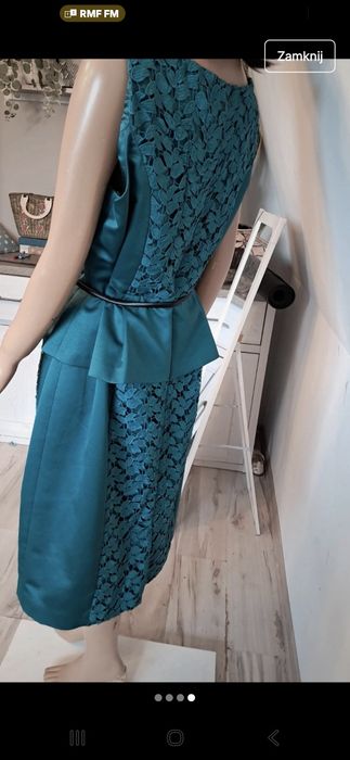 Zielona sukienka elementy koronkowe plus size