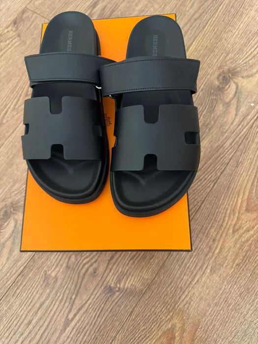 Шлепки Hermes CHYPRE SANDAL ОРИГИНАЛ Мужские Черные Сандалии Шлепанцы
