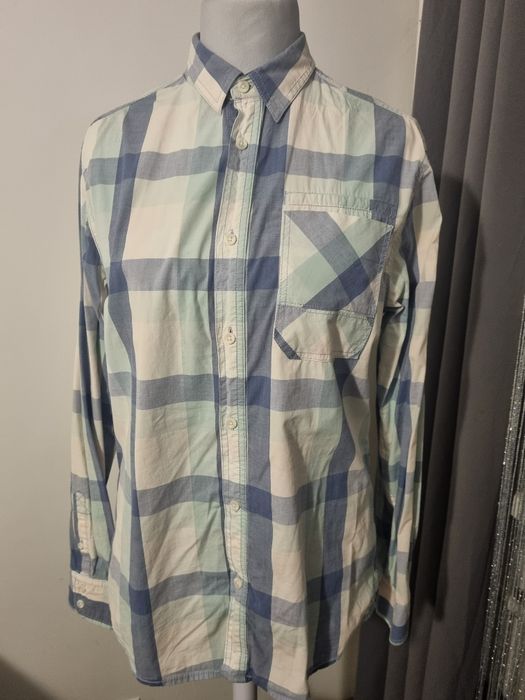 #koszula #męska #L #długi #rękaw #krata #niebieska #Slim Fit TT