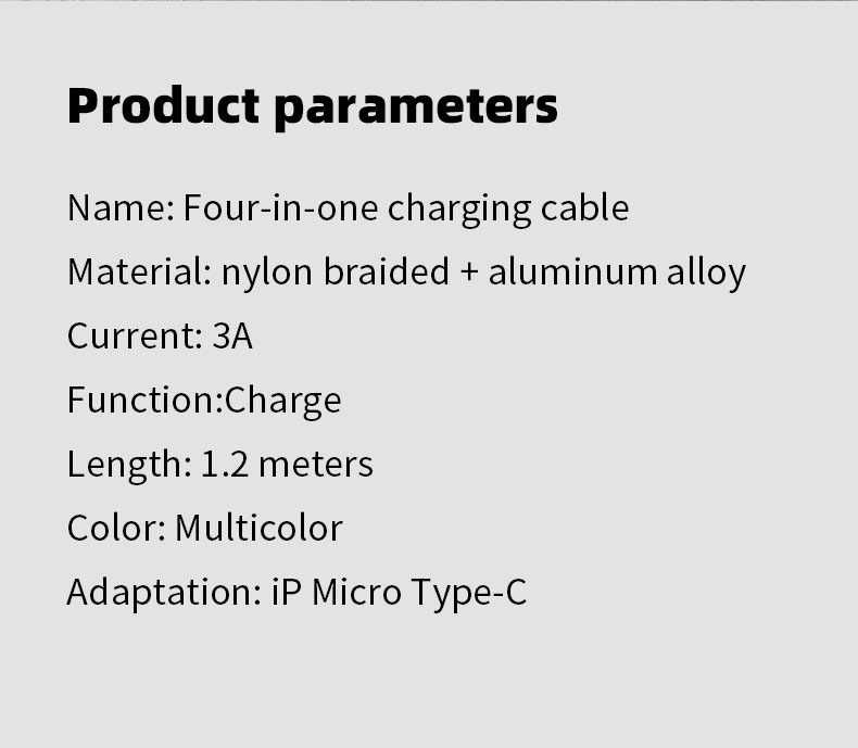 Універсальний зарядний кабель до телефону  4 в 1