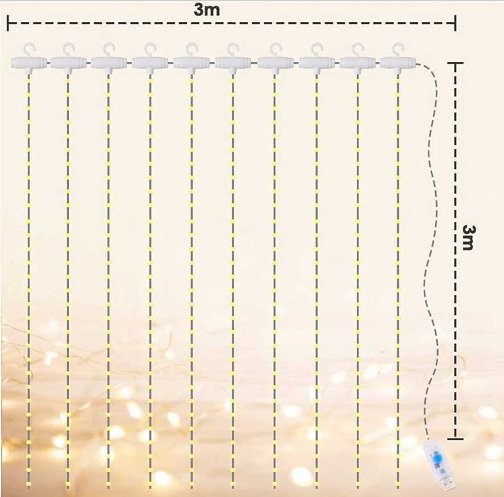 Nowe Lampki Led Kurtyna Super Światło