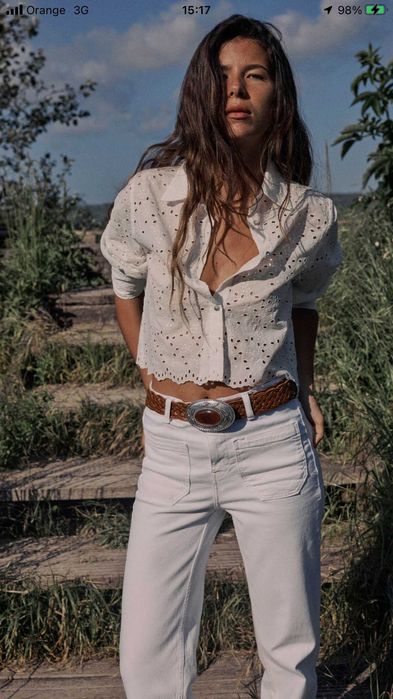 Koszula biała haftowana Zara r. XS