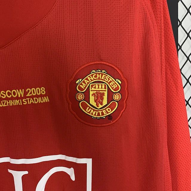 Camisola Principal do Manchester United 2007/2008 manga comprida