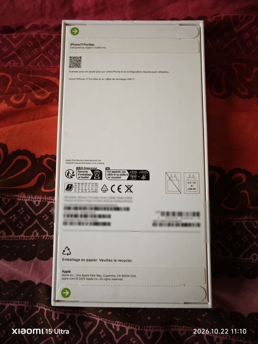 iPhone 17 Pro Max Argent 256gb NOVO