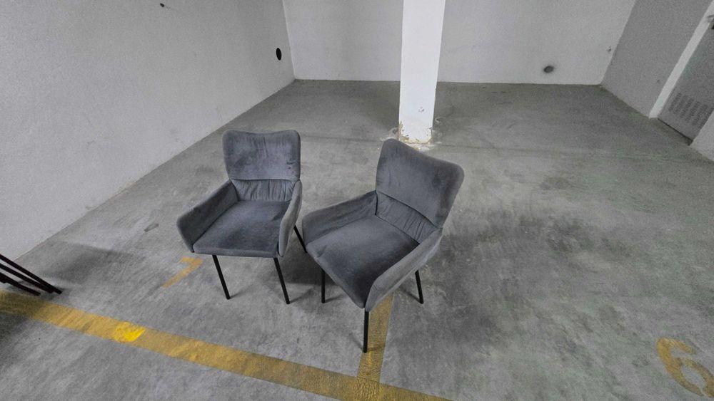 Conjunto de 2 Cadeiras de Escritório / Secretária em Veludo Cinzento – Giratórias