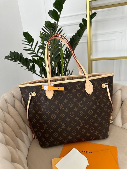 Сумка жіноча Луі Вітон Neverfull  шкіряна в наявності Люкс версія