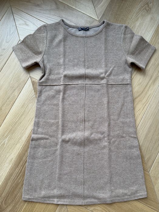 Nr. 24 | Beżowa sukienka Zara S krótka bawełna mini dress