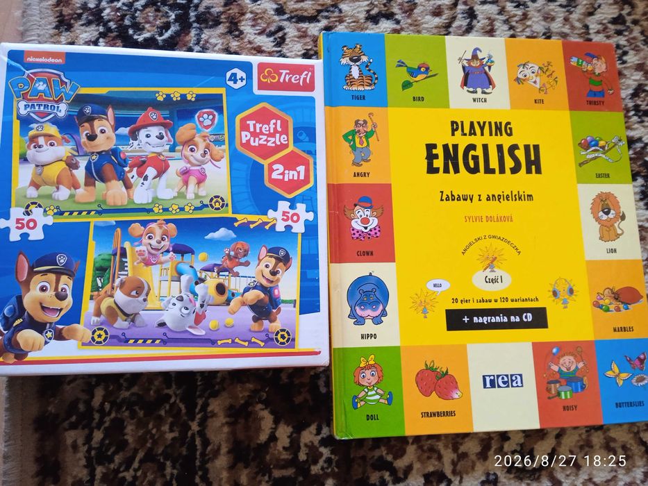 Puzzle psi patrol i książka angielski dla dzieci