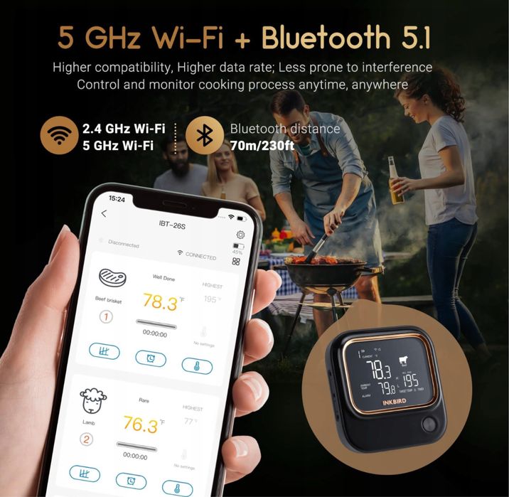 INKBIRD IBT-26S-5G Termometr Do Mięsa WIFI Bluetooth