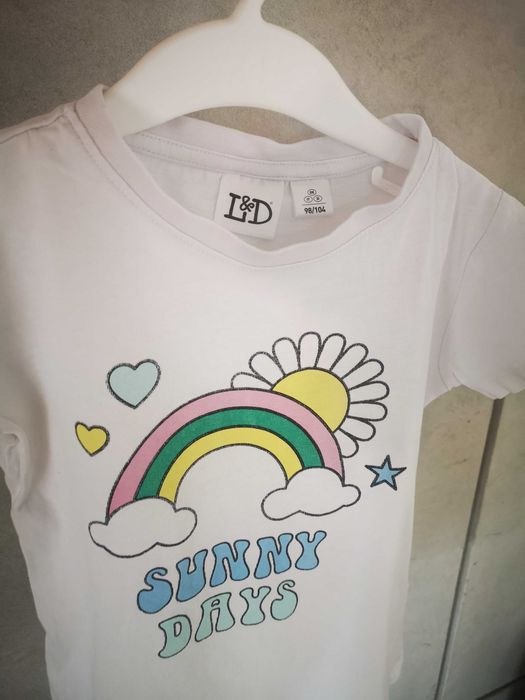 Lily & Dan biały t-shirt Sunny Days 98/104 cm 2-4 lata