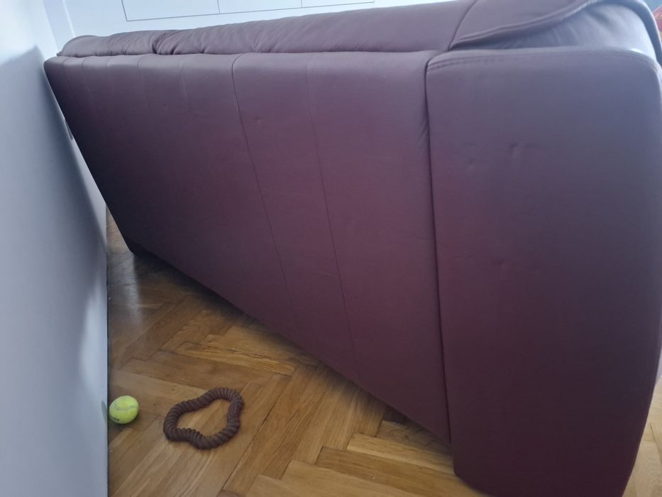Sofa skórzana bordowa