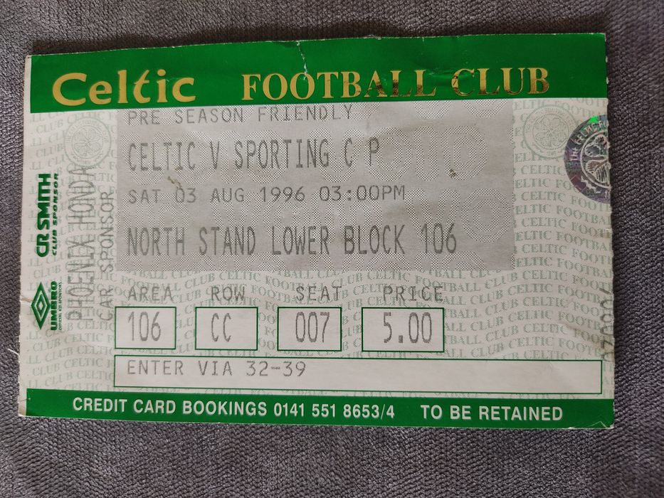 Bilhete Celtic Sporting 1996