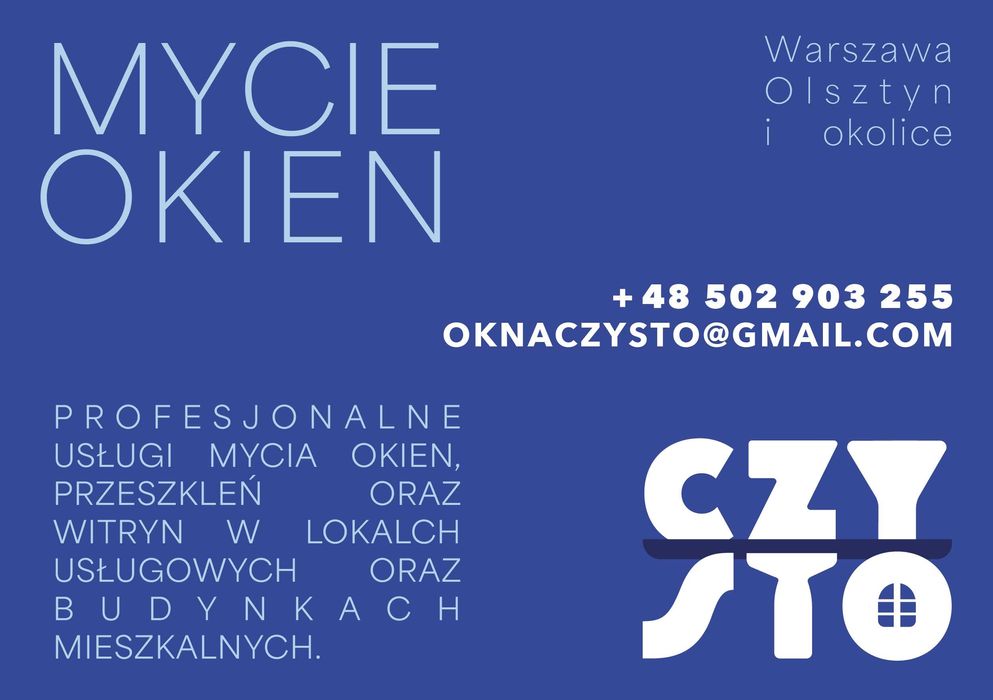 Mycie okien Olsztyn | Witryny Sklepowe | Mieszkania | Domy