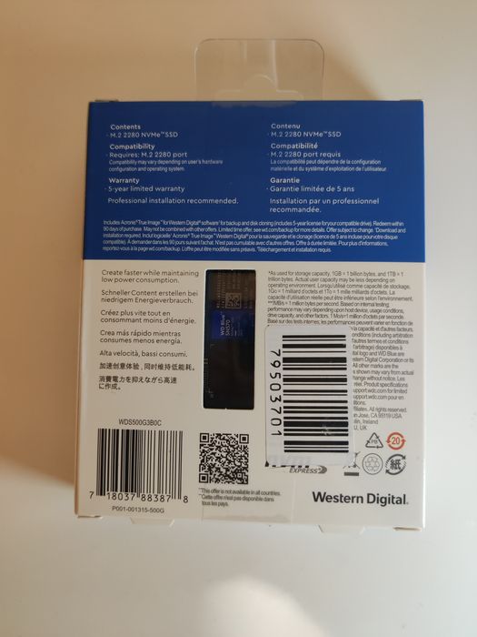 SSD WD SN570 Blue 500GB NVME M.2