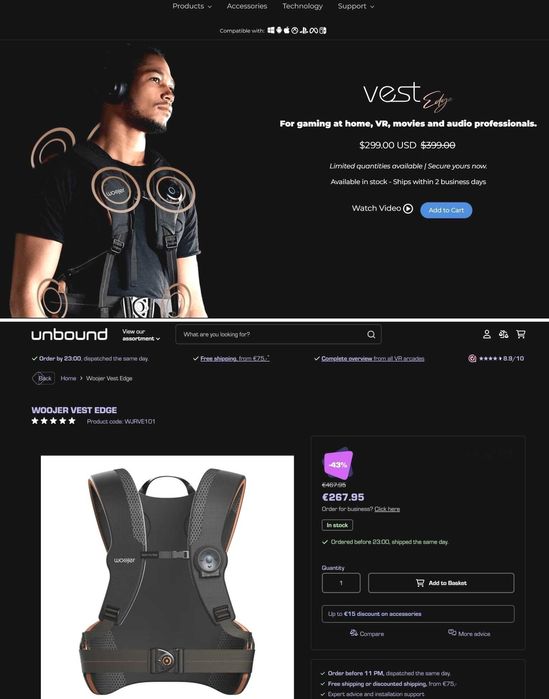 ‼️ Тактильний жилет WOOJER VEST EDGE (Quest 3, PlayStation 5, Xbox)