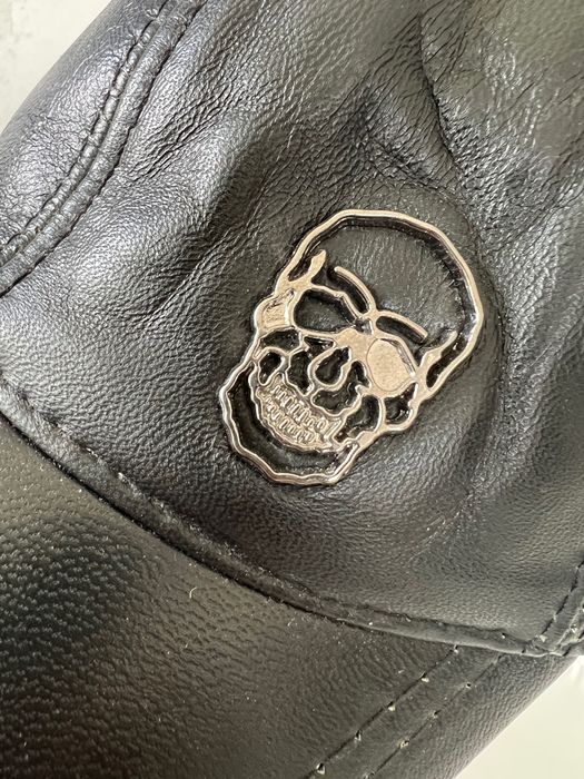 Czapka z daszkiem philipp plein skóra naturalna